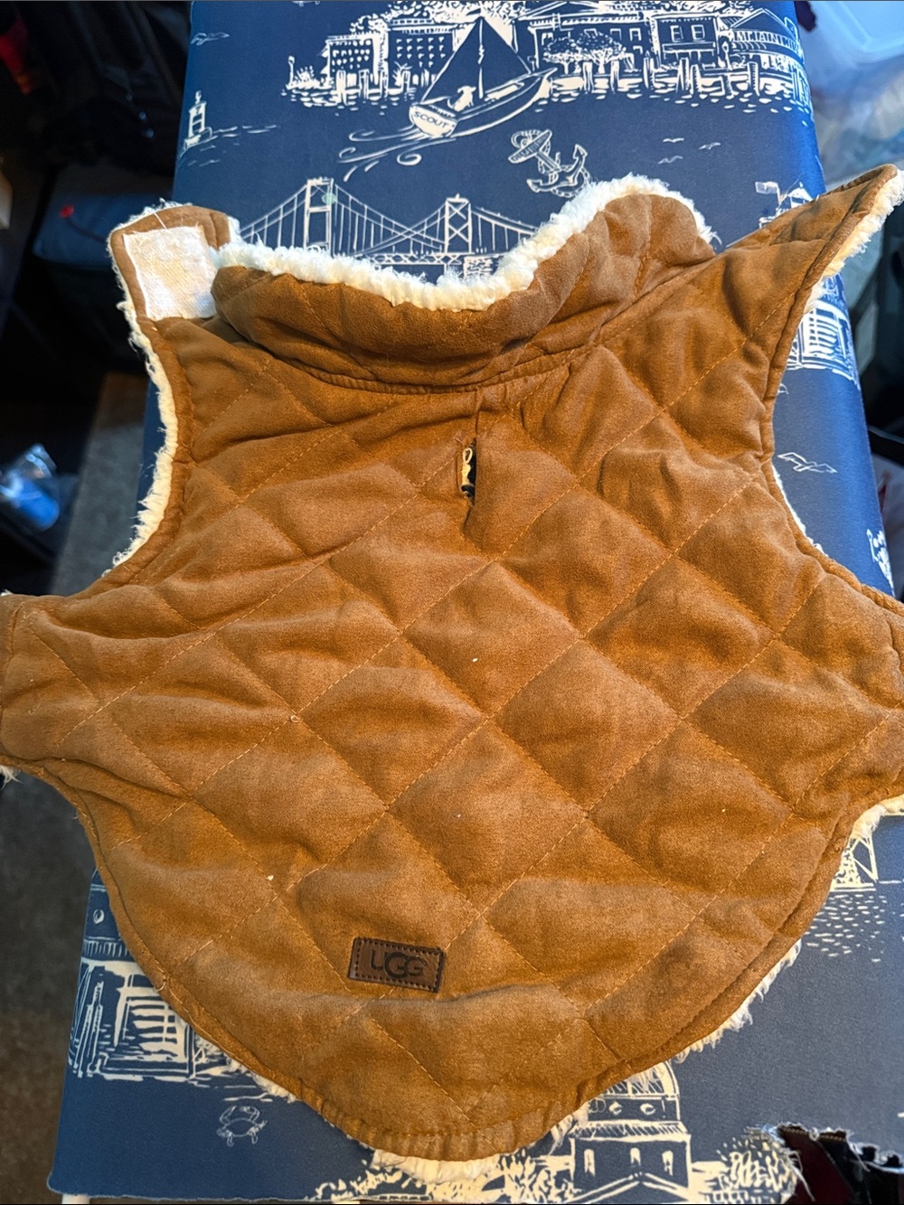 UGG Tan Quilted Sherpa-Trim Dog Vest
